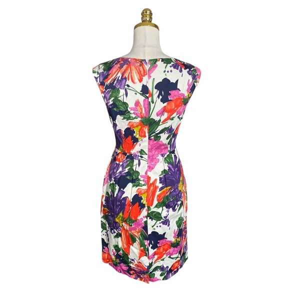 J.Crew Women’s Colorful Floral Cap Sleeves  A-Line Cotton Fitted Mini Dress Sz 2 - Picture 7 of 12